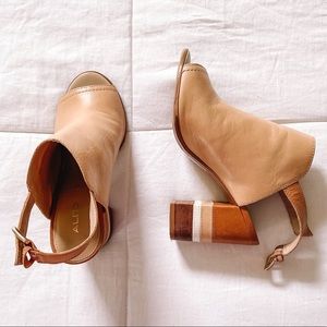 4 inch tan heels, multicolor block heel